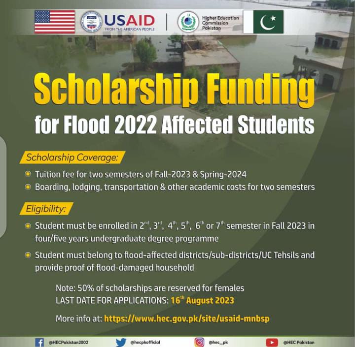 Scholarships for Flood-Affected Students Announced By the USAID