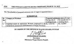 Notification of Increase in Minimum Wage in Punjab Issued