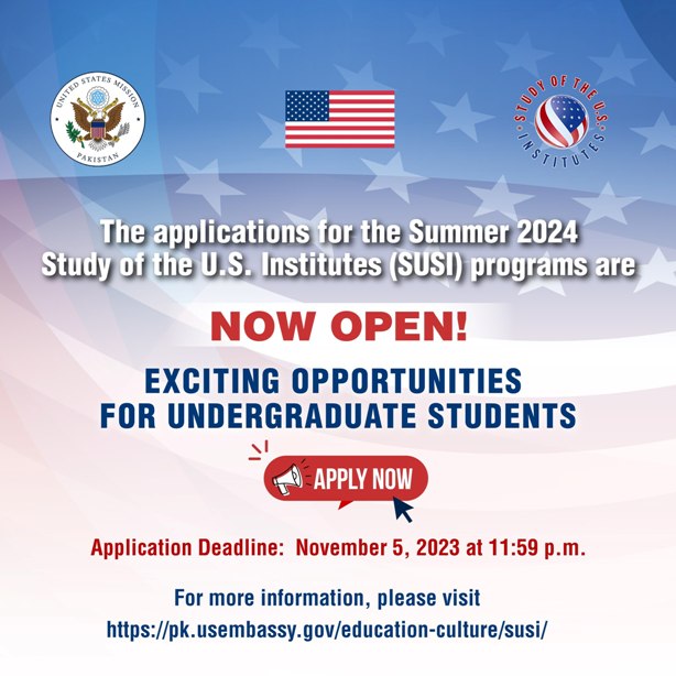 Pakistani Students Granted Opportunity for SUSI Semester Exchange Program in the USA