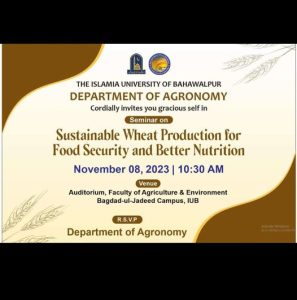 A Seminar on "Sustainable Wheat Production for Food Security" was Organized