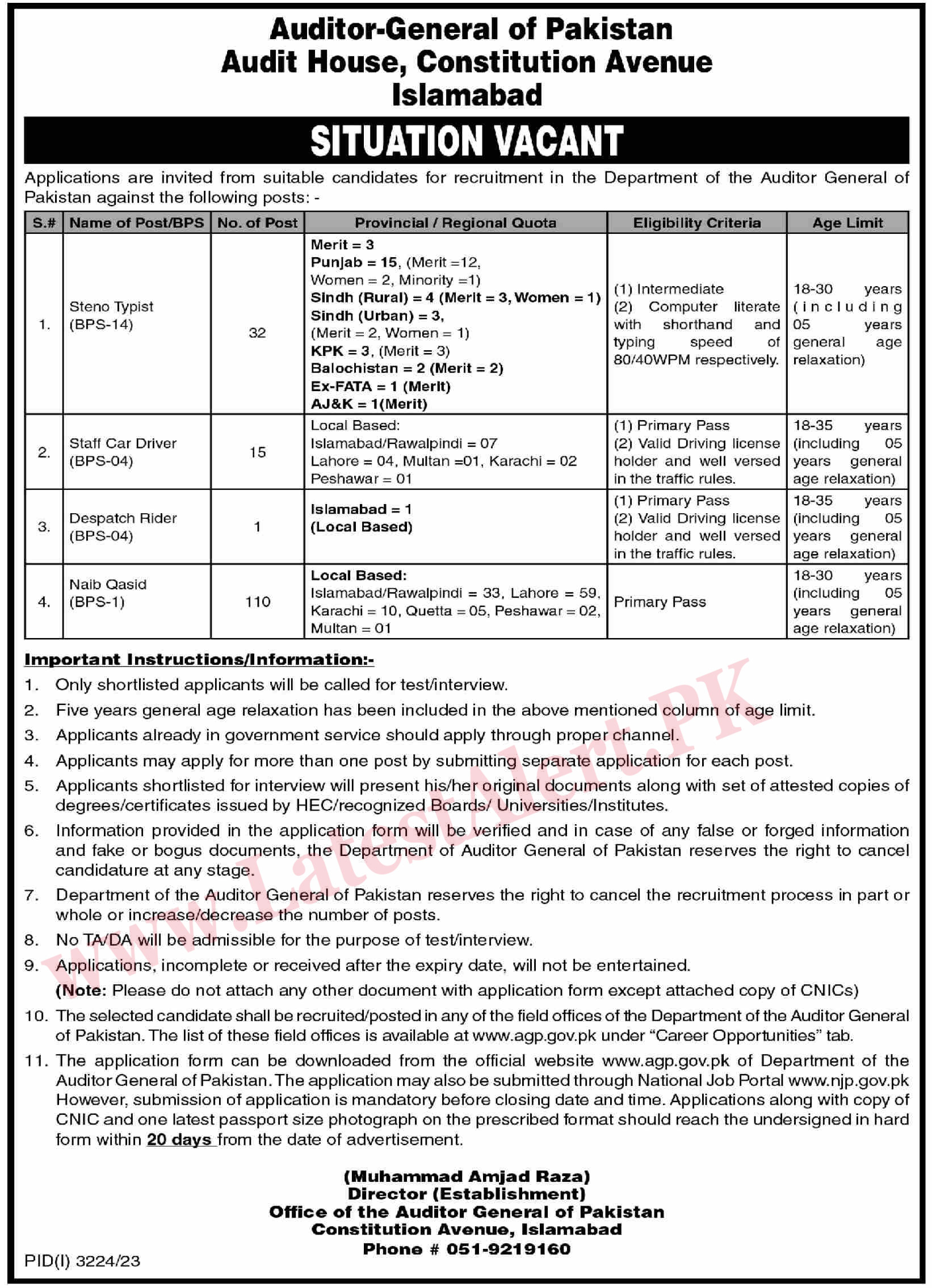 Auditor General Of Pakistan Jobs 2023