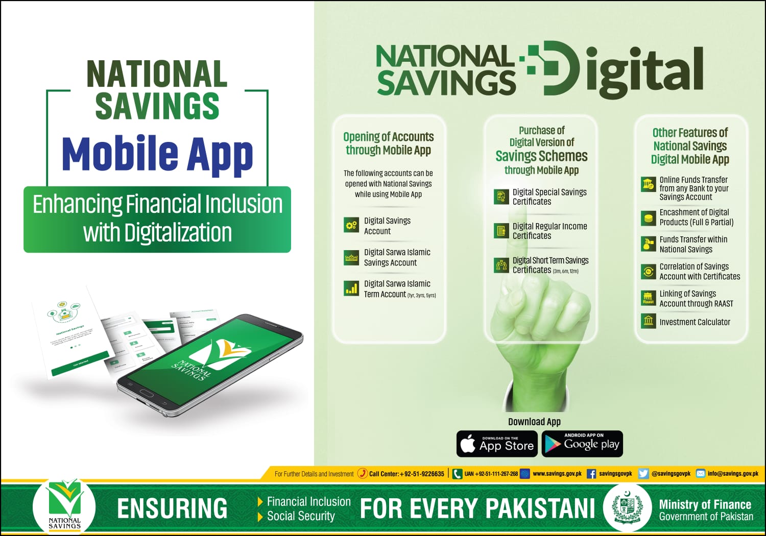 National Savings ATM Debit Card Services Launched by Govt.