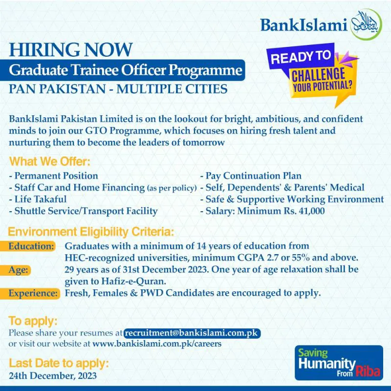 BankIslami Graduate Trainee Officer Programme 2023