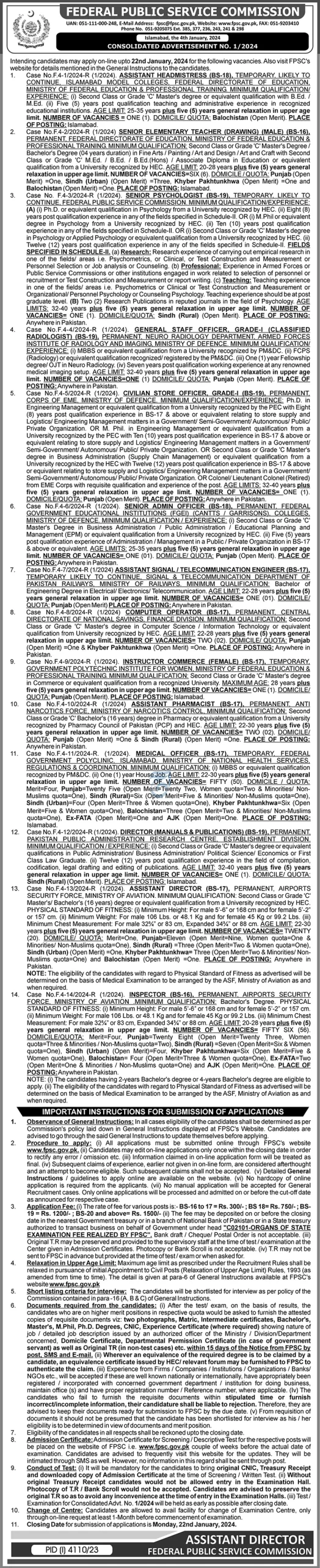 FPSC Jobs 2024